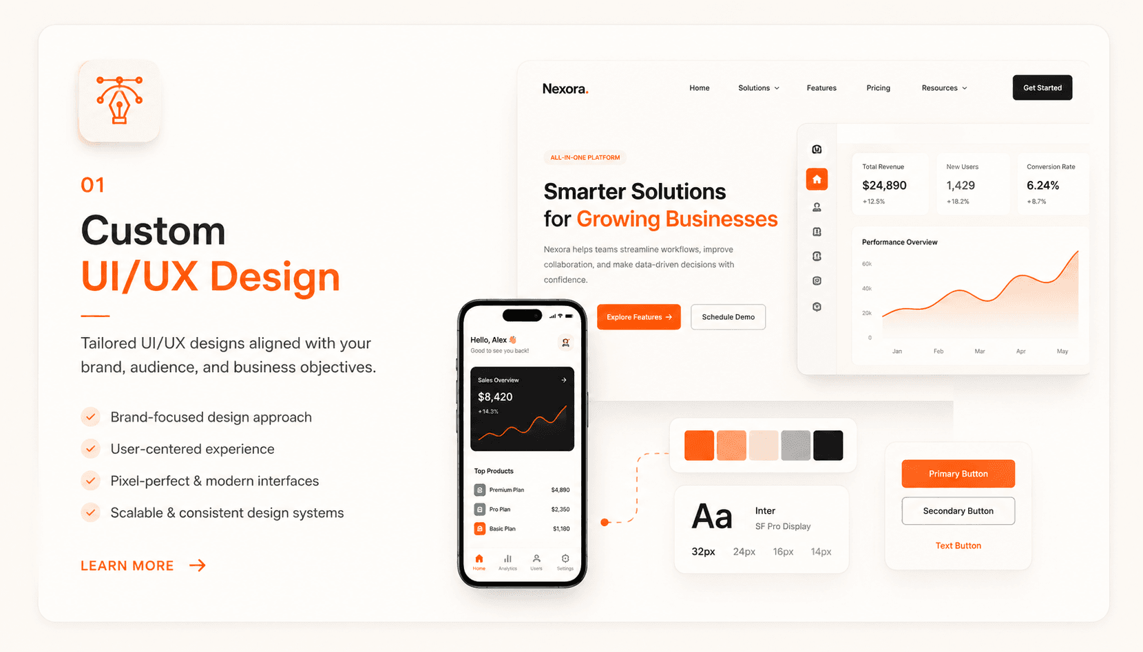 Custom UI/UX design mockup