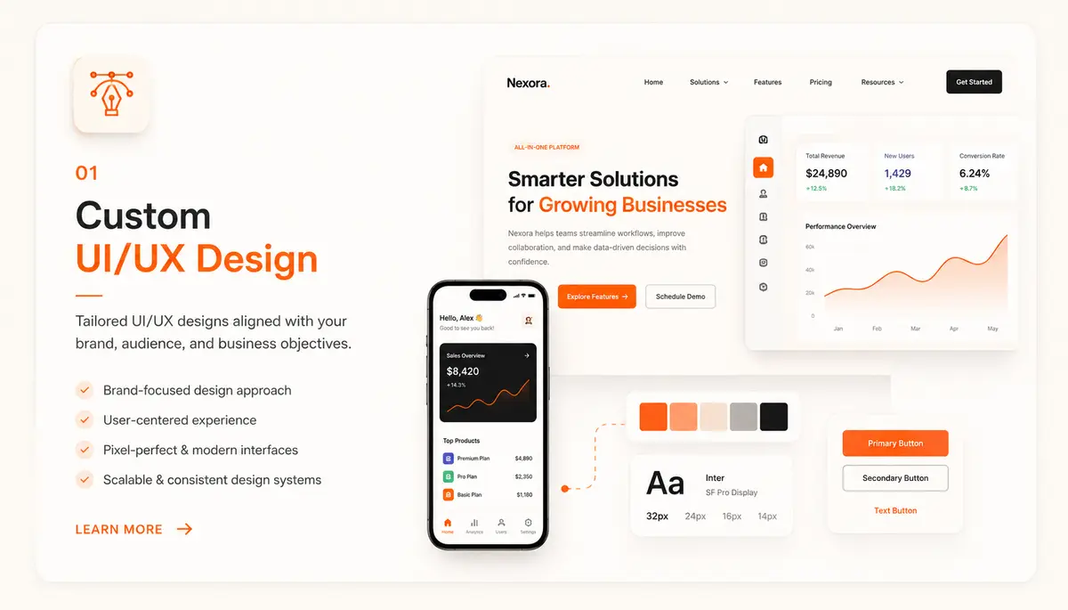 Custom UI/UX design mockup