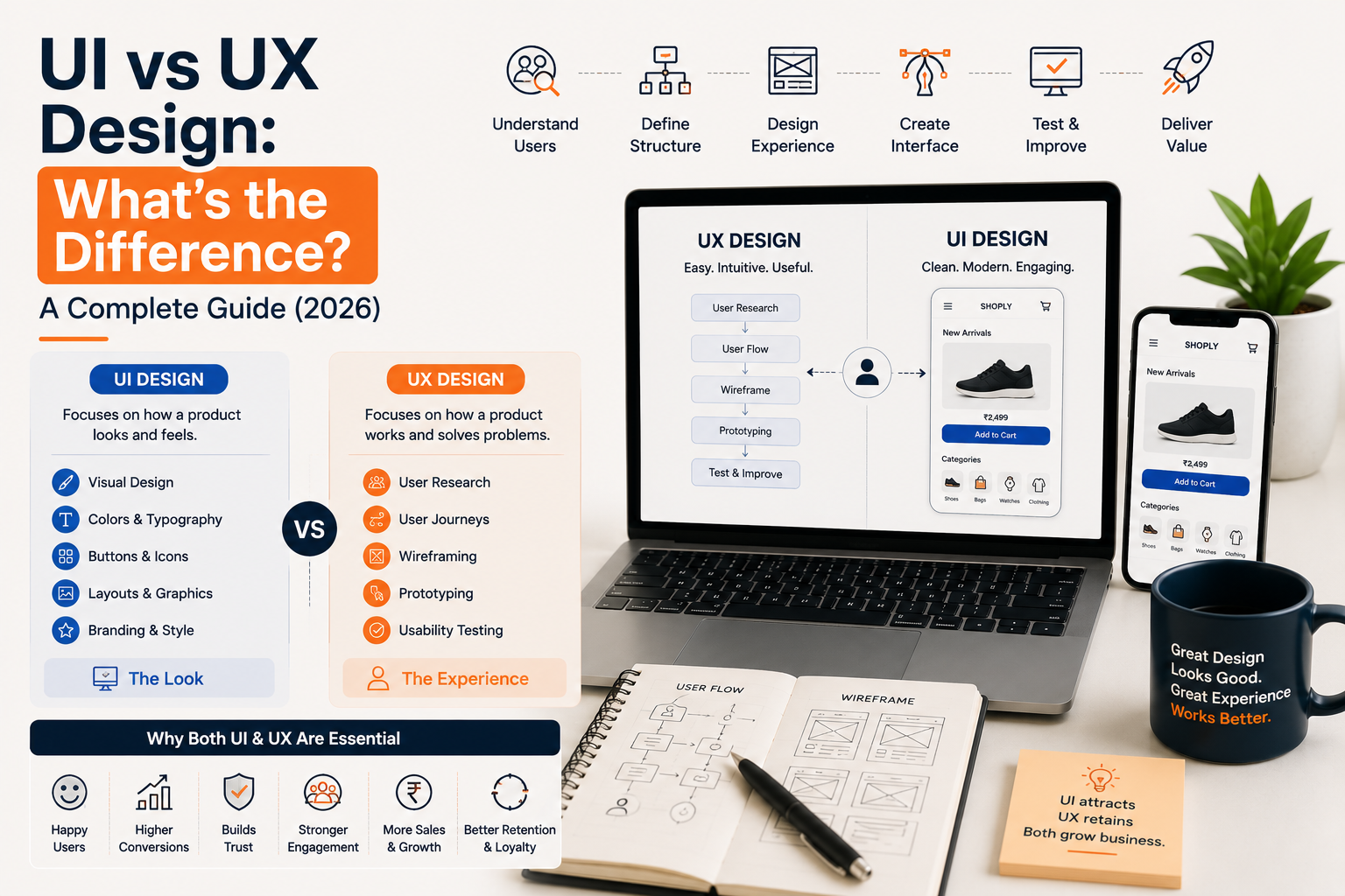 UI vs UX design differences explained for websites apps and digital products